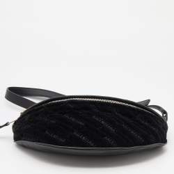Pre Owned Balenciaga Black Velvet and Leather Souvenir Belt Bag