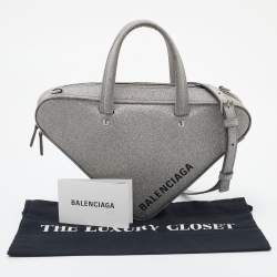 Balenciaga Silver Glitter XS Triangle Duffle Shoulder Bag