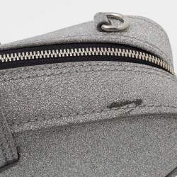Pre Owned Balenciaga Silver Glitter XS Triangle Duffle Shoulder Bag