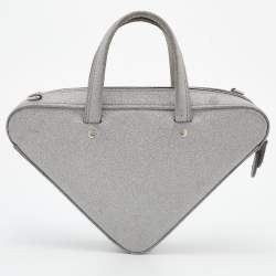 Pre Owned Balenciaga Silver Glitter XS Triangle Duffle Shoulder Bag