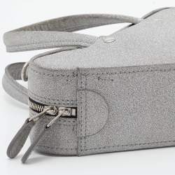 Pre Owned Balenciaga Silver Glitter XS Triangle Duffle Shoulder Bag