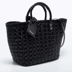 مملوكة مسبقًا Balenciaga Black Varnished Faux Leather Bistro Basket Tote