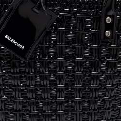 مملوكة مسبقًا Balenciaga Black Varnished Faux Leather Bistro Basket Tote