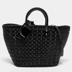 مملوكة مسبقًا Balenciaga Black Varnished Faux Leather Bistro Basket Tote