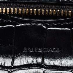 Pre Owned Balenciaga Black Croc Embossed Nano Neo Classic Tote