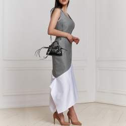 Pre Owned Balenciaga Black Croc Embossed Nano Neo Classic Tote