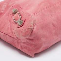 Pre Owned Balenciaga Light Pink Leather GSH Day Hobo