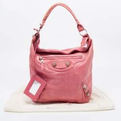 Pre Owned Balenciaga Light Pink Leather GSH Day Hobo