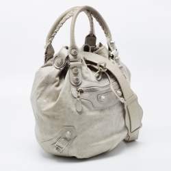 Pre Owned Balenciaga Light Green Leather SGH Pompon Hobo