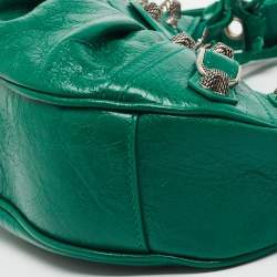 Pre Owned Balenciaga Green Leather XS Le Cagole Hobo