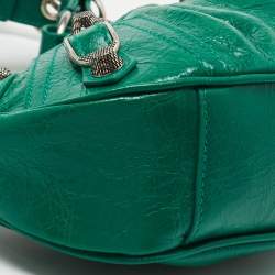 Pre Owned Balenciaga Green Leather XS Le Cagole Hobo