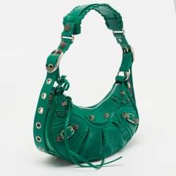 Pre Owned Balenciaga Green Leather XS Le Cagole Hobo