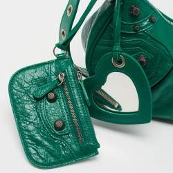Pre Owned Balenciaga Green Leather XS Le Cagole Hobo