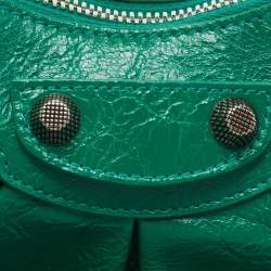 Pre Owned Balenciaga Green Leather XS Le Cagole Hobo