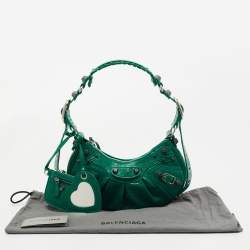 Pre Owned Balenciaga Green Leather XS Le Cagole Hobo