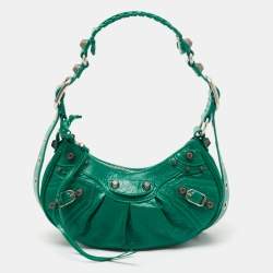 Pre Owned Balenciaga Green Leather XS Le Cagole Hobo