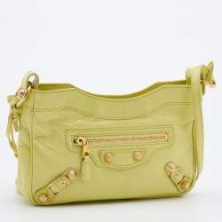 Pre Owned Balenciaga Yellow Leather Classic Hip Crossbody Bag 