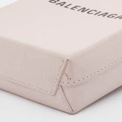 Pre Owned Balenciaga Light Pink Leather Shopping Phone Holder Bag