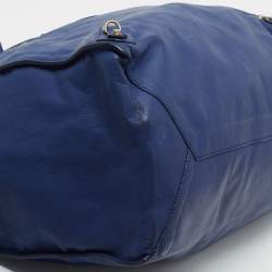 Pre Owned Balenciaga Dark Blue Leather Papier A4 Tote