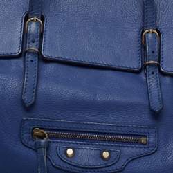 Pre Owned Balenciaga Dark Blue Leather Papier A4 Tote