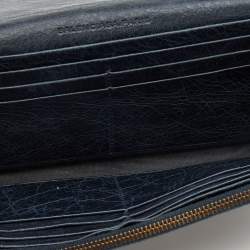 Pre Owned Balenciaga Blue Leather Classic Hardware Money Wallet