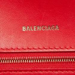 Pre Owned Balenciaga Red Leather Hourglass Top Handle Bag