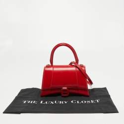 Pre Owned Balenciaga Red Leather Hourglass Top Handle Bag