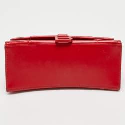 Pre Owned Balenciaga Red Leather Hourglass Top Handle Bag