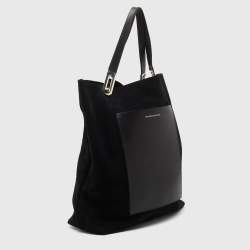 Pre Owned Balenciaga Black Leather and Suede Pocket Tote 