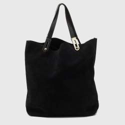 Pre Owned Balenciaga Black Leather and Suede Pocket Tote 