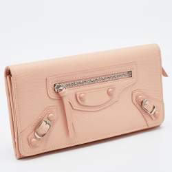 مملوكة مسبقًا Balenciaga Peach Leather Classic Continental Wallet