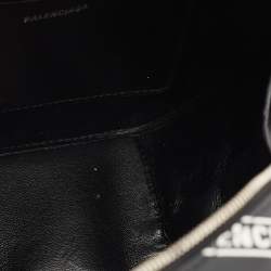 Pre Owned Balenciaga Black Leather Logo Round Bag