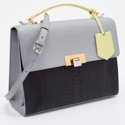 Pre Owned Balenciaga Multicolor Python and Leather Le Dix Cartable Top Handle Bag