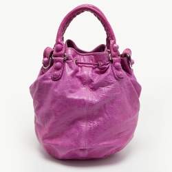 Balenciaga Magenta Leather GCH 21 Pompon Hobo