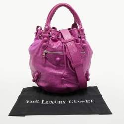 Balenciaga Magenta Leather GCH 21 Pompon Hobo