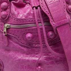 Balenciaga Magenta Leather GCH 21 Pompon Hobo