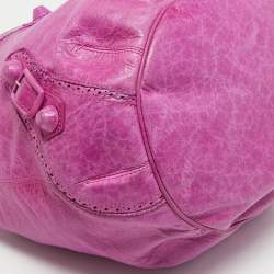Balenciaga Magenta Leather GCH 21 Pompon Hobo