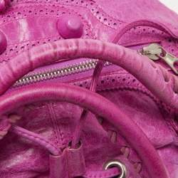 Balenciaga Magenta Leather GCH 21 Pompon Hobo