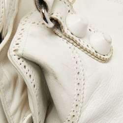 Pre Owned Balenciaga White Leather GCH Brogues Brief Tote