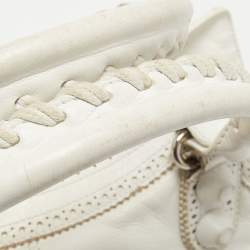 Pre Owned Balenciaga White Leather GCH Brogues Brief Tote