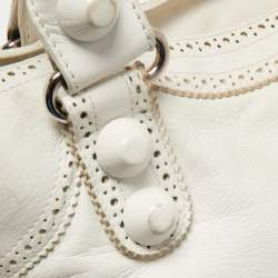 Pre Owned Balenciaga White Leather GCH Brogues Brief Tote