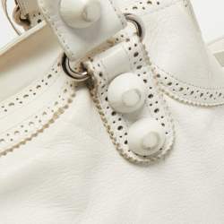 Pre Owned Balenciaga White Leather GCH Brogues Brief Tote