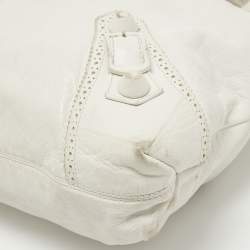 Pre Owned Balenciaga White Leather GCH Brogues Brief Tote