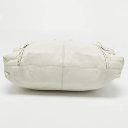 Pre Owned Balenciaga White Leather GCH Brogues Brief Tote