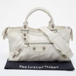 Pre Owned Balenciaga White Leather Giant 21 Silver Hardware Part-Time Tote