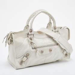 Pre Owned Balenciaga White Leather Giant 21 Silver Hardware Part-Time Tote