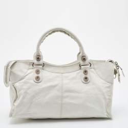Pre Owned Balenciaga White Leather Giant 21 Silver Hardware Part-Time Tote