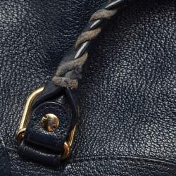 Pre Owned Balenciaga Bleu Obscur Leather Mini Classic Metallic Edge City Bag