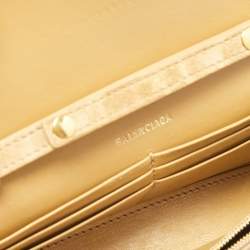 Pre Owned Balenciaga Brown Crystal Embellished Suede Hourglass Wallet on Chain