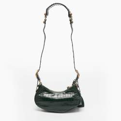 مملوكة مسبقًا Balenciaga Green Croc Embossed Leather XS Le Cagole Shoulder Bag
